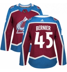 Womens Adidas Colorado Avalanche 45 Jonathan Bernier Authentic Burgundy Red Home NHL Jersey 