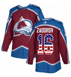 Youth Adidas Colorado Avalanche 16 Nikita Zadorov Authentic Burgundy Red USA Flag Fashion NHL Jersey 