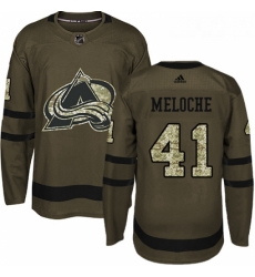 Youth Adidas Colorado Avalanche 41 Nicolas Meloche Premier Green Salute to Service NHL Jersey 