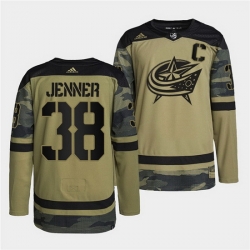 Men Columbus Blue Jackets 38 Boone Jenner 2022 Camo Military Appreciation Night Stitched jersey