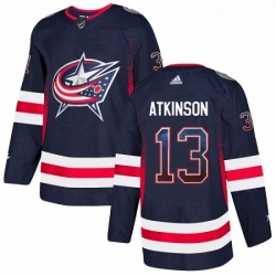 Mens Adidas Columbus Blue Jackets 13 Cam Atkinson Authentic Navy Blue Drift Fashion NHL Jersey 