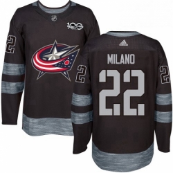 Mens Adidas Columbus Blue Jackets 22 Sonny Milano Authentic Black 1917 2017 100th Anniversary NHL Jersey 