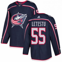 Mens Adidas Columbus Blue Jackets 55 Mark Letestu Authentic Navy Blue Home NHL Jersey 