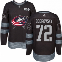 Mens Adidas Columbus Blue Jackets 72 Sergei Bobrovsky Premier Black 1917 2017 100th Anniversary NHL Jersey 
