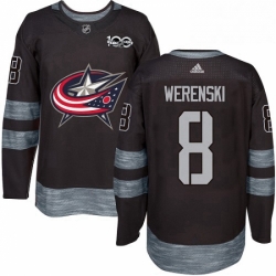 Mens Adidas Columbus Blue Jackets 8 Zach Werenski Authentic Black 1917 2017 100th Anniversary NHL Jersey 