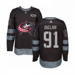 Mens Adidas Columbus Blue Jackets 91 Anthony Duclair Authentic Black 1917 2017 100th Anniversary NHL Jersey 