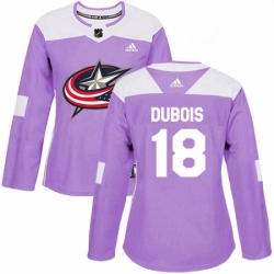 Womens Adidas Columbus Blue Jackets 18 Pierre Luc Dubois Authentic Purple Fights Cancer Practice NHL Jersey 