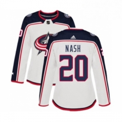 Womens Adidas Columbus Blue Jackets 20 Riley Nash Authentic White Away NHL Jersey 