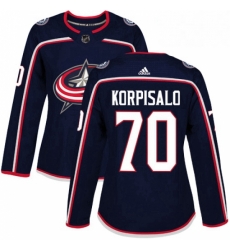 Womens Adidas Columbus Blue Jackets 70 Joonas Korpisalo Authentic Navy Blue Home NHL Jersey 