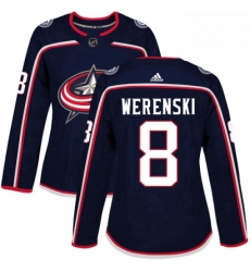 Womens Adidas Columbus Blue Jackets 8 Zach Werenski Authentic Navy Blue Home NHL Jersey 