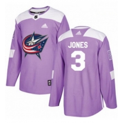 Youth Adidas Columbus Blue Jackets 3 Seth Jones Authentic Purple Fights Cancer Practice NHL Jersey 