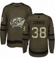 Youth Adidas Columbus Blue Jackets 38 Boone Jenner Authentic Green Salute to Service NHL Jersey 