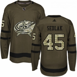 Youth Adidas Columbus Blue Jackets 45 Lukas Sedlak Authentic Green Salute to Service NHL Jersey 