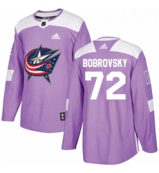 Youth Adidas Columbus Blue Jackets 72 Sergei Bobrovsky Authentic Purple Fights Cancer Practice NHL Jersey 