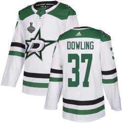 Men Adidas Dallas Stars 37 Justin Dowling White Road Authentic 2020 Stanley Cup Final Stitched NHL Jersey