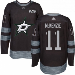 Mens Adidas Dallas Stars 11 Curtis McKenzie Authentic Black 1917 2017 100th Anniversary NHL Jersey 