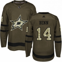 Mens Adidas Dallas Stars 14 Jamie Benn Premier Green Salute to Service NHL Jersey 