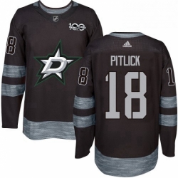 Mens Adidas Dallas Stars 18 Tyler Pitlick Authentic Black 1917 2017 100th Anniversary NHL Jersey 