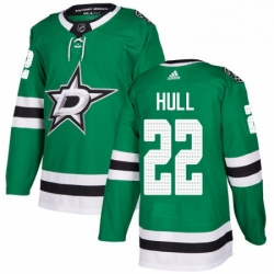 Mens Adidas Dallas Stars 22 Brett Hull Authentic Green Home NHL Jersey 