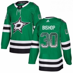 Mens Adidas Dallas Stars 30 Ben Bishop Authentic Green Drift Fashion NHL Jersey 