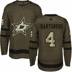 Mens Adidas Dallas Stars 4 Craig Hartsburg Authentic Green Salute to Service NHL Jersey 