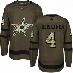 Mens Adidas Dallas Stars 4 Miro Heiskanen Premier Green Salute to Service NHL Jersey 