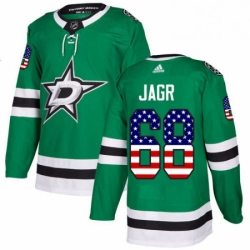 Mens Adidas Dallas Stars 68 Jaromir Jagr Authentic Green USA Flag Fashion NHL Jersey 