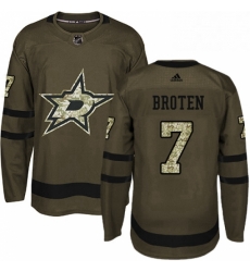 Mens Adidas Dallas Stars 7 Neal Broten Premier Green Salute to Service NHL Jersey 