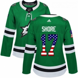 Womens Adidas Dallas Stars 17 Devin Shore Authentic Green USA Flag Fashion NHL Jersey 