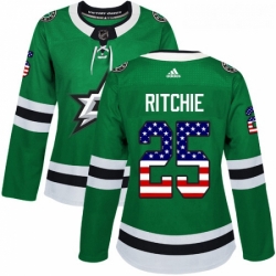 Womens Adidas Dallas Stars 25 Brett Ritchie Authentic Green USA Flag Fashion NHL Jersey 