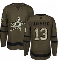 Youth Adidas Dallas Stars 13 Mattias Janmark Premier Green Salute to Service NHL Jersey 