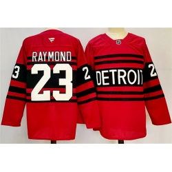 Men Detroit Red Wings 23 Lucas Raymond Red 2024 25 Reverse Retro Stitched Jersey