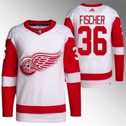 Men Detroit Red Wings 36 Christian Fischer White Stitched Jersey