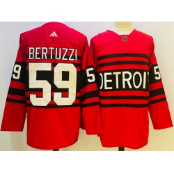 Men Detroit Red Wings 59 Tyler Bertuzzi Red 2022 23 Reverse Retro Stitched Jersey