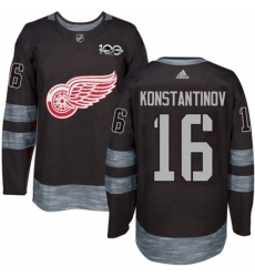 Mens Adidas Detroit Red Wings 16 Vladimir Konstantinov Authentic Black 1917 2017 100th Anniversary NHL Jersey 