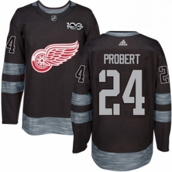 Mens Adidas Detroit Red Wings 24 Bob Probert Premier Black 1917 2017 100th Anniversary NHL Jersey 