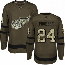 Mens Adidas Detroit Red Wings 24 Bob Probert Premier Green Salute to Service NHL Jersey 