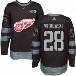 Mens Adidas Detroit Red Wings 28 Luke Witkowski Premier Black 1917 2017 100th Anniversary NHL Jersey 