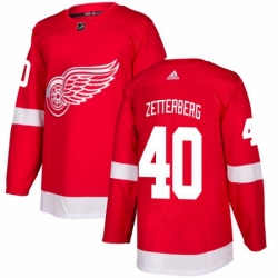 Mens Adidas Detroit Red Wings 40 Henrik Zetterberg Authentic Red Home NHL Jersey 