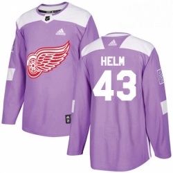 Mens Adidas Detroit Red Wings 43 Darren Helm Authentic Purple Fights Cancer Practice NHL Jersey 