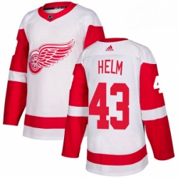 Mens Adidas Detroit Red Wings 43 Darren Helm Authentic White Away NHL Jersey 