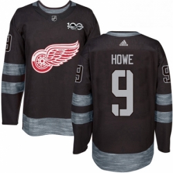 Mens Adidas Detroit Red Wings 9 Gordie Howe Premier Black 1917 2017 100th Anniversary NHL Jersey 