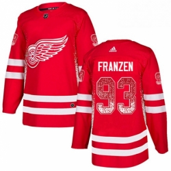 Mens Adidas Detroit Red Wings 93 Johan Franzen Authentic Red Drift Fashion NHL Jersey 