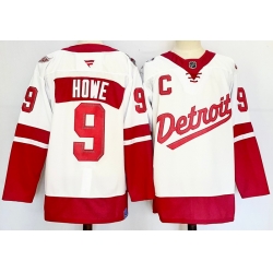 Men's Detroit Red Wings #9 Gordie Howe White 2024-25 Stitched Fanatics Jersey