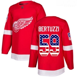 Red Wings #59 Tyler Bertuzzi Red Home Authentic USA Flag Stitched Hockey Jersey