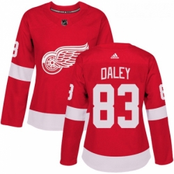 Womens Adidas Detroit Red Wings 83 Trevor Daley Authentic Red Home NHL Jersey 