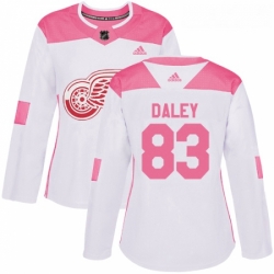 Womens Adidas Detroit Red Wings 83 Trevor Daley Authentic WhitePink Fashion NHL Jersey 