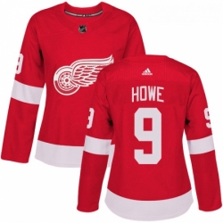 Womens Adidas Detroit Red Wings 9 Gordie Howe Premier Red Home NHL Jersey 