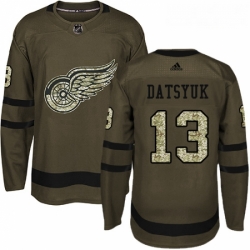 Youth Adidas Detroit Red Wings 13 Pavel Datsyuk Premier Green Salute to Service NHL Jersey 