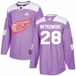 Youth Adidas Detroit Red Wings 28 Luke Witkowski Authentic Purple Fights Cancer Practice NHL Jersey 